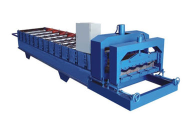 China glasig-glänzende Fliesen-Rolle 380V 60HZ Blau, welche die Maschine herstellt 828mm Wellenform-Fliese bildet fournisseur